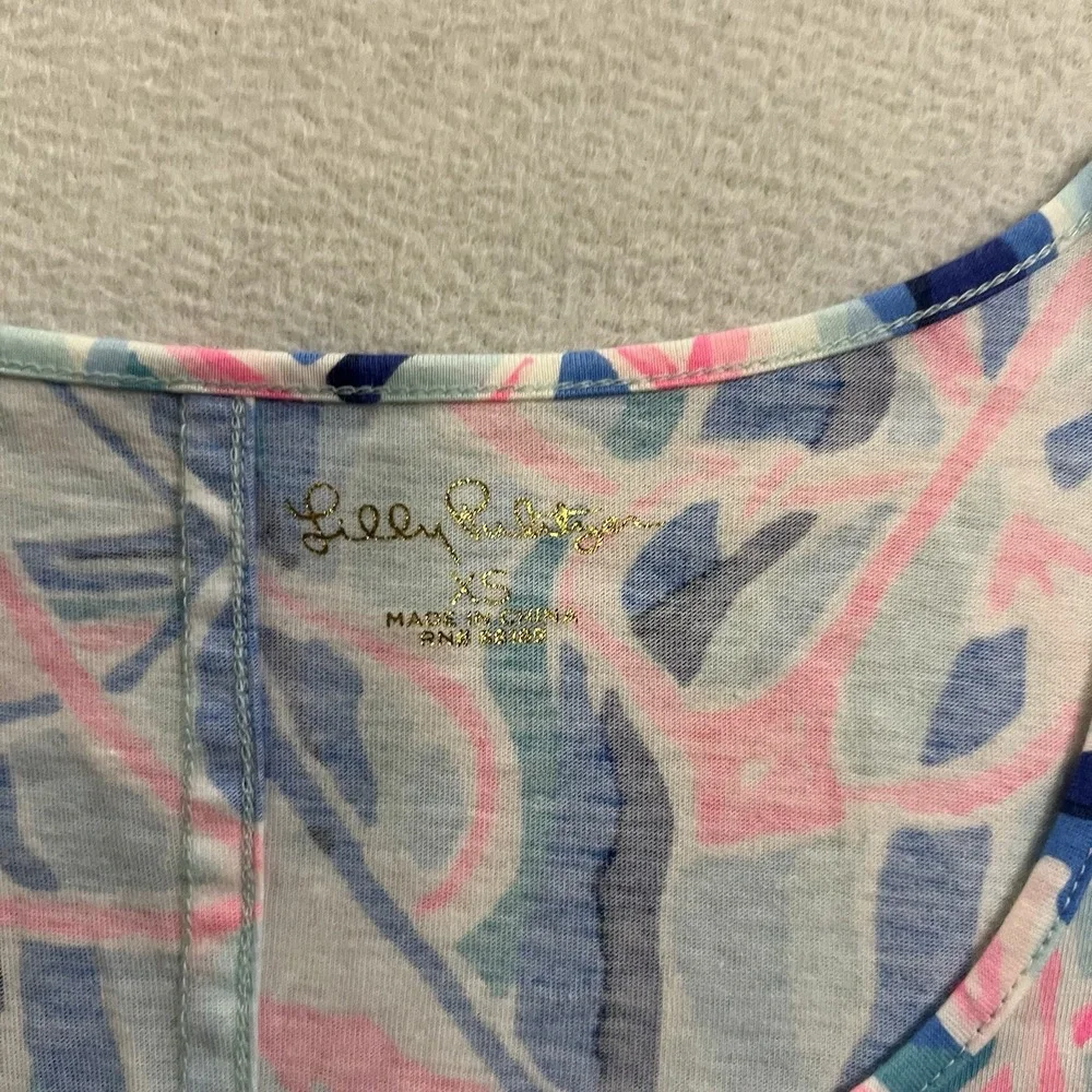 Lilly Pulitzer Gavyn Henley T-Shirt Dress Cotton Jersey Women's Size XS Cotton